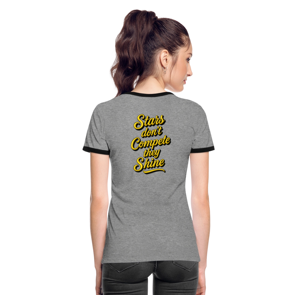 Black Stars Retro Baddie Tee - heather grey/black